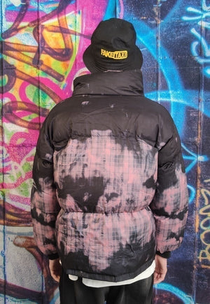 Tartan print bomber gradient check graffiti jacket in pink