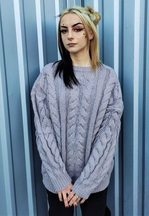 Chunky cable knitwear sweater Y2K jumper faded pink
