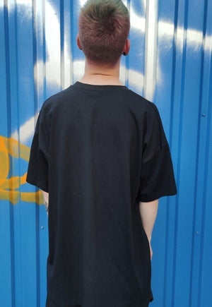 Snake print tee paint splash raver t-shirt angel top black