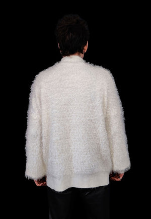 Fluffy white sweater fuzzy jumper going out shiny party top