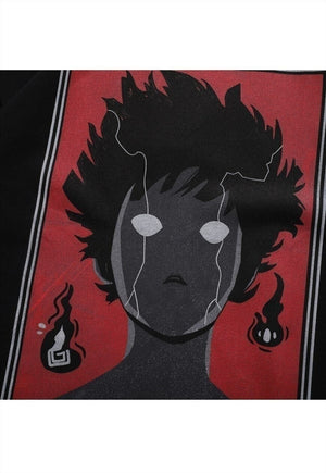 Anime boy t-shirt Korean retro top in black