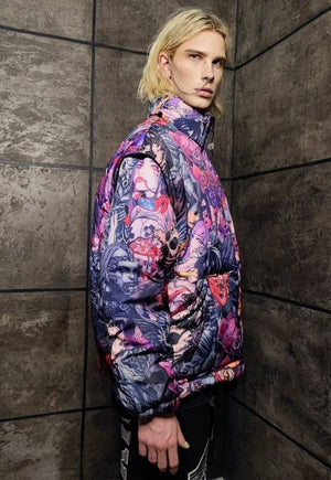 Anime bomber jacket handmade detachable japanese style puffer purple