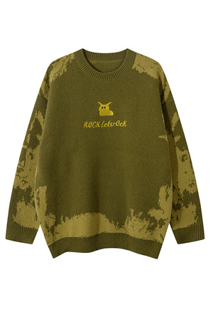 Abstract sweater green rocker jumper retro knitted top