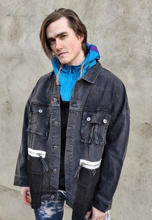 90s skiing beam hoodie reworded y2k high neck pullover black