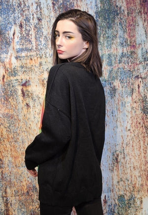 Daisy knitwear sweater floral knitted top y2k jumper Black