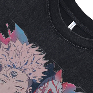 Crazy boy sleeveless t-shirt vintage Japanese vest retro anime tank top in acid wash black