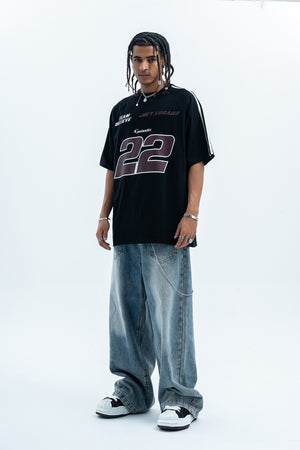 Racing t-shirt 22 number top motorsports tee in white