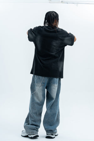 Butterfly effect t-shirt grunge slogan tee racing top in grey