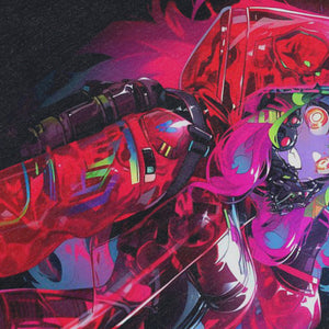 Psychedelic cartoon sleeveless t-shirt Japanese girl poster surfer vest 00s anime tank top in acid wash black