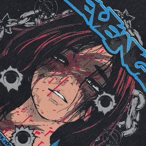 Revenge slogan sleeveless t-shirt vintage Japanese vest retro anime tank top in acid wash black