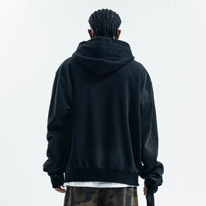 Motivational slogan hoodie grunge gorpcore pullover in black