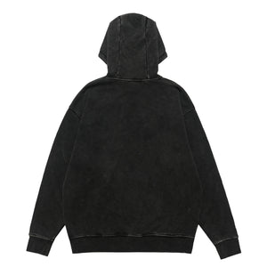 Motivational gunrge hoodie retro psychedelic print pullover aspire slogan jumper in acid grey