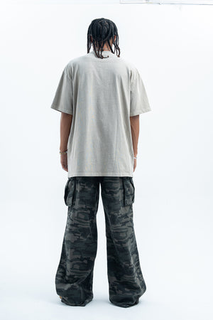 Gothic t-shirt blindfolded girl top creepy print tee in grey