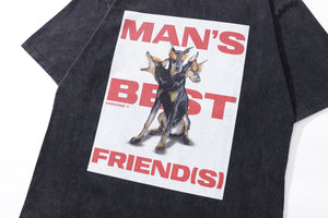 Doberman t-shirt dog print tee retro pinscher poster top in vintage grey