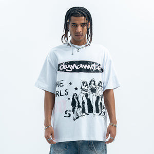 Flame print t-shirt retro cartoon top graffiti tee 90s jumper in black