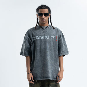 Damn it slogan t-shirt funky tee retro 00s top in black