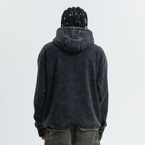 Peace slogan hoodie vintage wash no war hoodie grunge jumper in acid grey