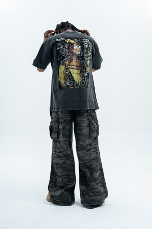 Mona Lisa t-shirt graffiti tee creepy top grunge jumper in grey