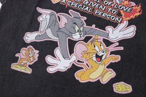 Vintage cat & mouse t-shirt retro cartoon tee Tom Jerry top in grey