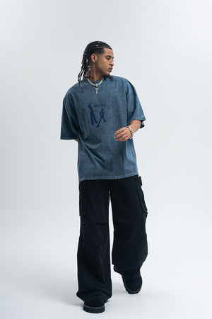 Punk print t-shirt mohawk top spiky hair tee in Purple