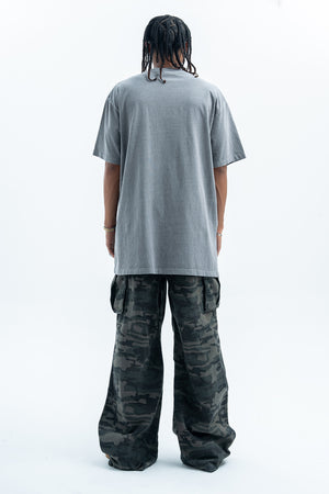 Gothic t-shirt blindfolded girl top creepy print tee in grey