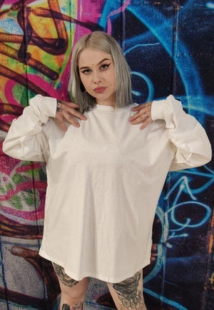 Anime print jumper Kawaii girl long tee Y2K top in white