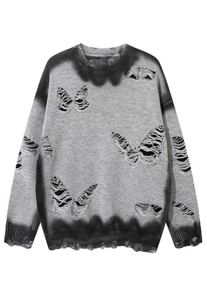 Graffiti sweater black ripped punk y2k jumper butterfly top