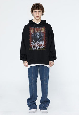 Anime hoodie pullover cosplay character top in black