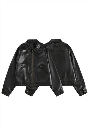 Faux leather jacket racing bomber retro aviator varsity