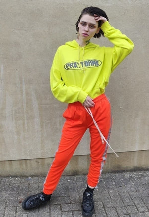 Slim fit reflective stripe joggers long lace pants in orange