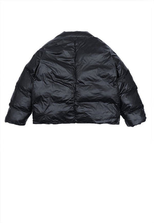 Cropped bomber jacket shorter solid unusual puffer in black