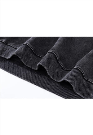 Anime hoodie vintage wash pullover Justice slogan jumper