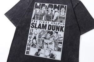 Vintage anime t-shirt slam dunk tee retro Japanese top in grey