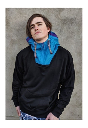 90s skiing beam hoodie reworded y2k high neck pullover black