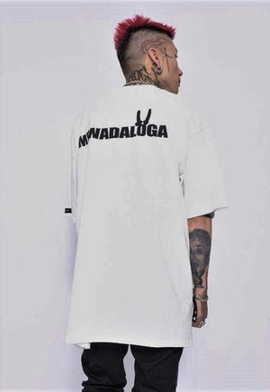 Raver face print tee grunge graffiti t-shirt anime top white