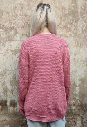 Cable knitwear sweater fluorescent knitwear jumper in pink