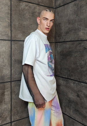 Mustang print t-shirt retro car top 60s vibe tee in white