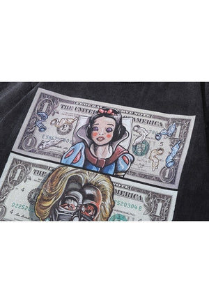 Princess t-shirt money print tee retro top in vintage grey