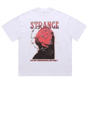 Strange t-shirt thunder tee lightning slogan top in blue