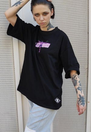 Jesus t-shirt army slogan grunge print tee in black