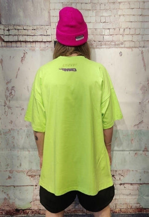 Futuristic raver tee Alien skinhead print t-shirt in green