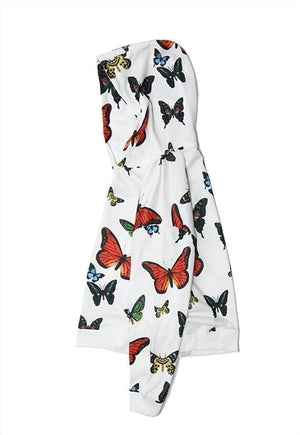 Butterfly graffiti hoodie fluorescent hooded sweat in white