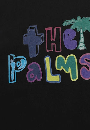 Tropical print t-shirt retro palm tee grunge punk top black