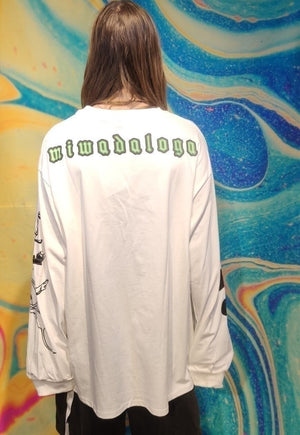 Cyber glitch sweat top graffiti jumper eye print tee white