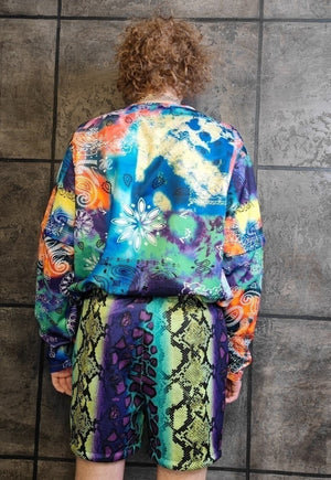 Tie-dye snake shorts handmade python overalls acid purple