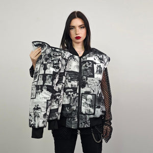 Gay bomber LGBT community print jacket lesbian reversible trans college varsity detachable sleeves handmade queer print raver coat