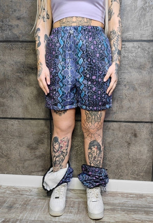 Snake print joggers detachable handmade shorts raver pants