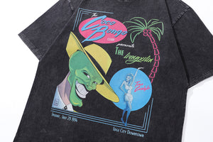 Mask movie t-shirt vintage green face tee retro cartoon top in vintage grey