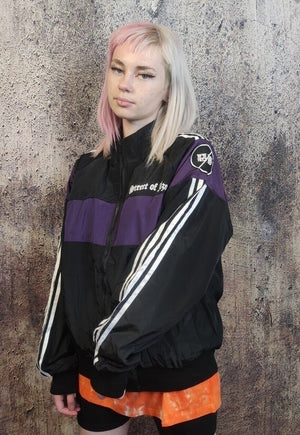 Contrast stitching track jacket Giza slogan sports bomber