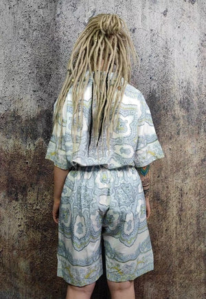 Baroque shorts paisley print crop board pants white yellow